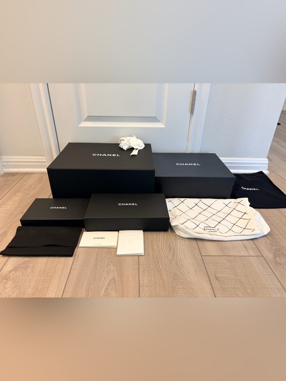 Auth CHANEL 6 PIECES Bundle 4 Boxes + 2 Dust Bags & Accessories - Picture 4 of 16